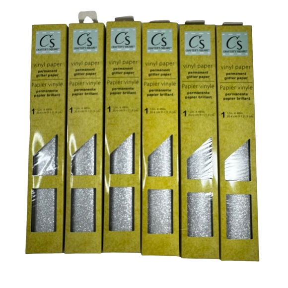 Crafter's Square Permanent Vinyl Paper silver glitter water resistant 12" x 48" - Picture 1 of 9